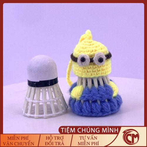 Móc khóa len cầu lông hình minion