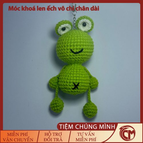 Móc khóa len ếch vô tri chân dài