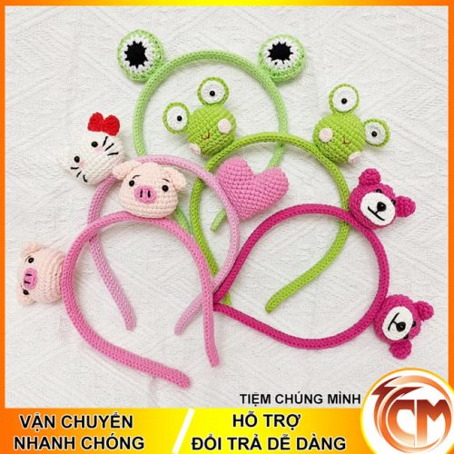 Băng đô cài tóc Nữ móc bằng Len Handmade