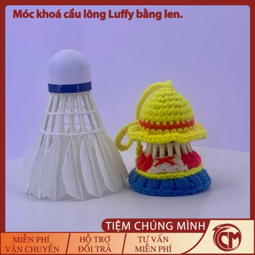 Móc khóa cầu lông One nhân vật Luffy bằng len