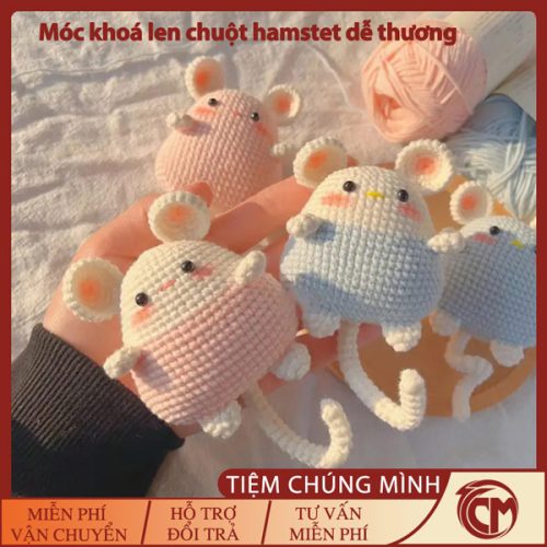 Móc khoá len chuột Hamster đuôi dài