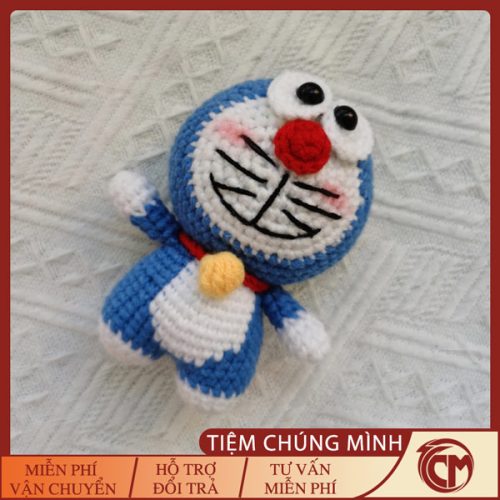 Móc khóa Doraemon đan len