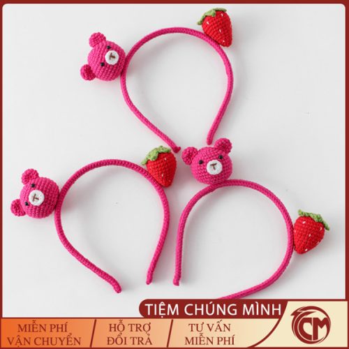 Băng đô Gấu Dâu bằng len Handmade