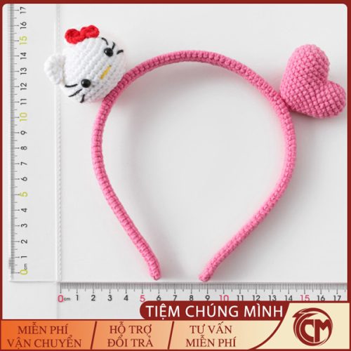 Băng đô cài tóc Hello Kitty bằng len
