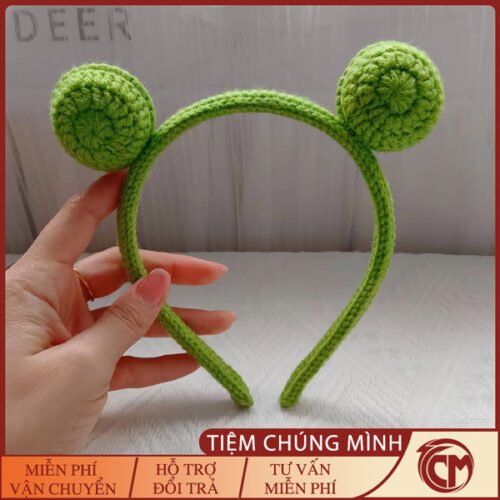 Băng đô len hình Ếch Mắt to đáng yêu cho bạn nữ và bé gái