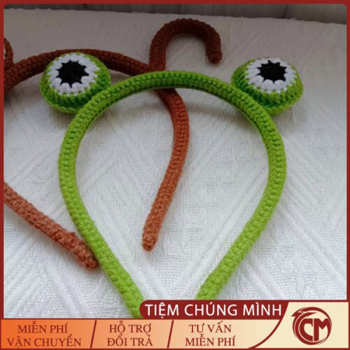 Băng đô len hình Ếch Mắt to đáng yêu cho bạn nữ và bé gái