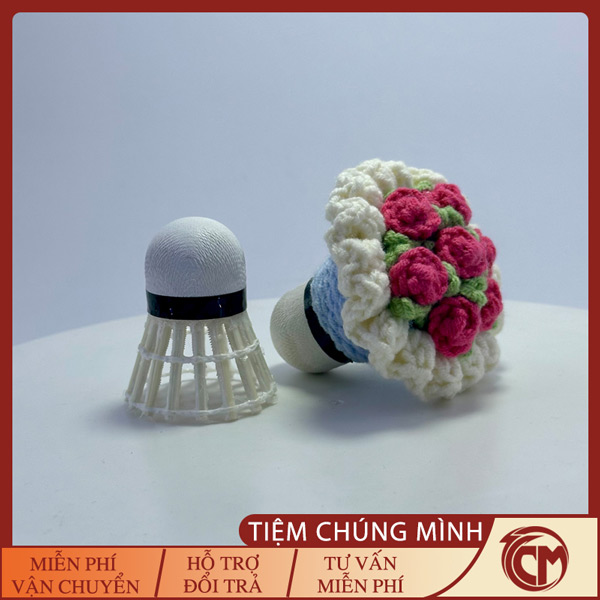 Bó hoa hồng mini móc len - Màu cánh sen