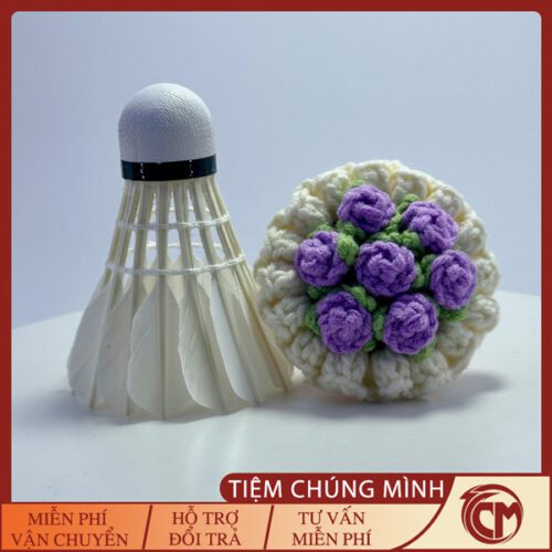 Bó hoa hồng mini móc len - Màu tím