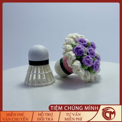 Bó hoa hồng mini móc len - Màu tím