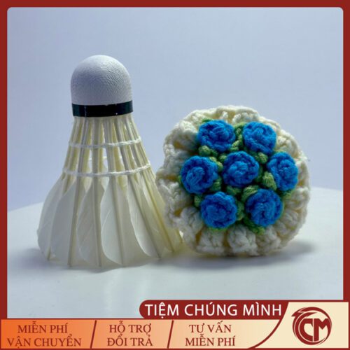 Bó hoa hồng mini móc len - Màu xanh