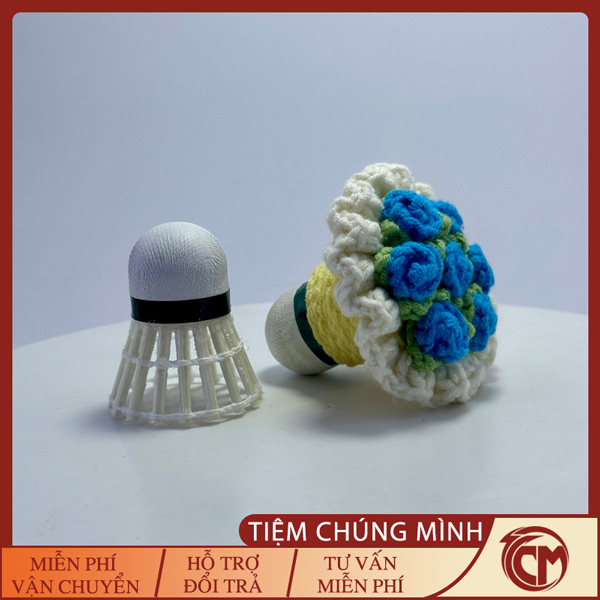 Bó hoa hồng mini móc len - Màu xanh