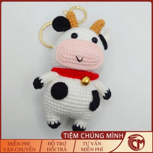 Móc khóa len Bò Sữa