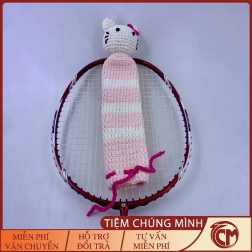 Bọc bảo vệ cán vợt cầu lông đan len - Hello Kitty