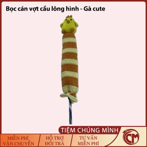 Bọc cán vợt cầu lông hình thú móc len - Gà cute