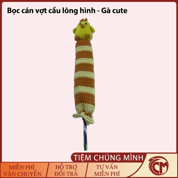 Bọc cán vợt cầu lông hình thú móc len - Gà cute