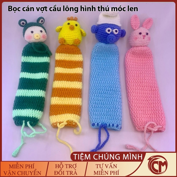 Bọc cán vợt cầu lông hình thú móc len