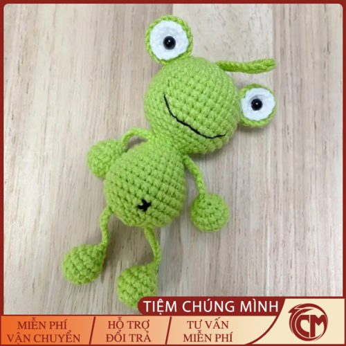 Móc khóa len ếch vô tri chân dài