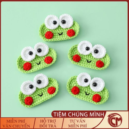 Kẹp tóc len handmade ếch vô tri