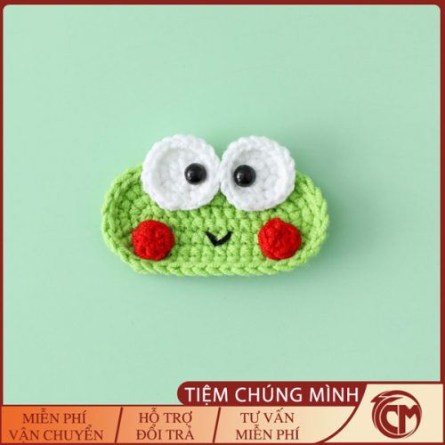 Kẹp tóc len handmade ếch vô tri