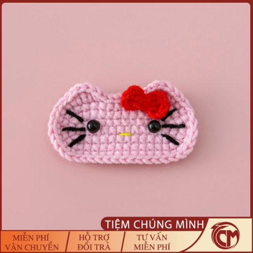Kẹp tóc Hello Kitty bằng len handmade