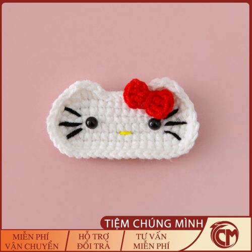 Kẹp tóc Hello Kitty bằng len handmade