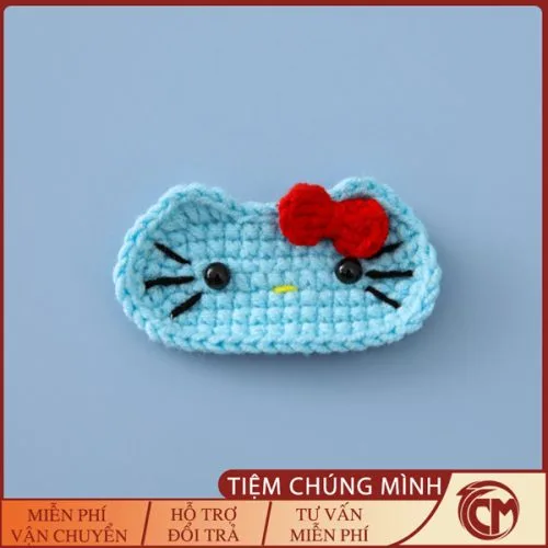 Kẹp tóc Hello Kitty bằng len handmade