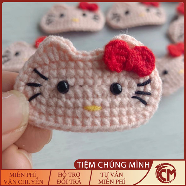Kẹp tóc Hello Kitty bằng len handmade