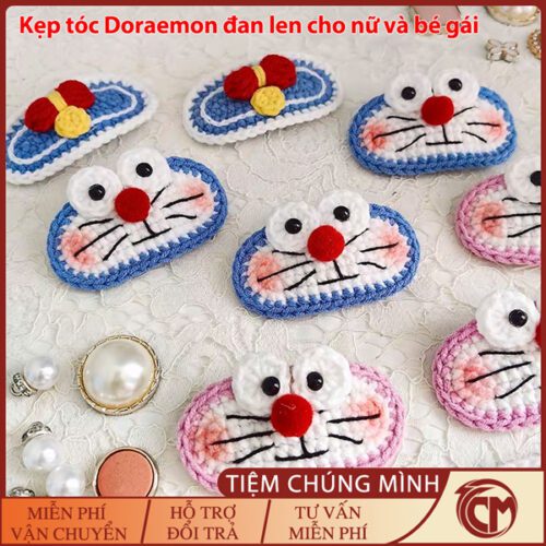 Kẹp tóc len cho bé hình Doremon