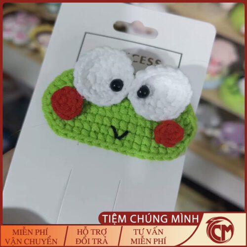 Kẹp tóc len handmade ếch vô tri