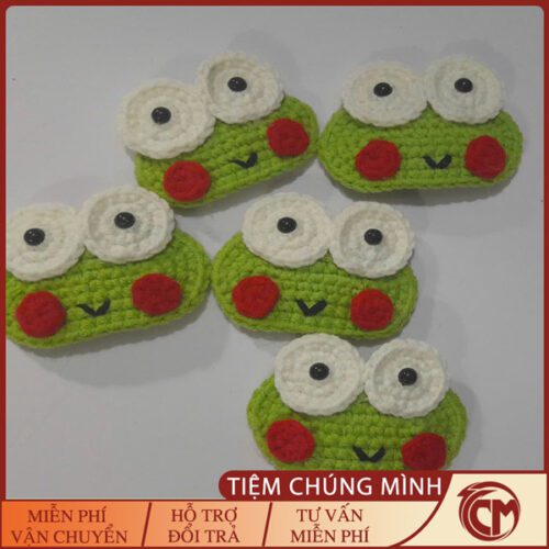 Kẹp tóc len handmade ếch vô tri