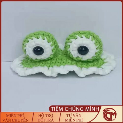 Kẹp tóc len handmade ếch vô tri