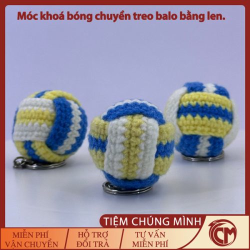 Móc khóa bóng chuyền đan len thủ công