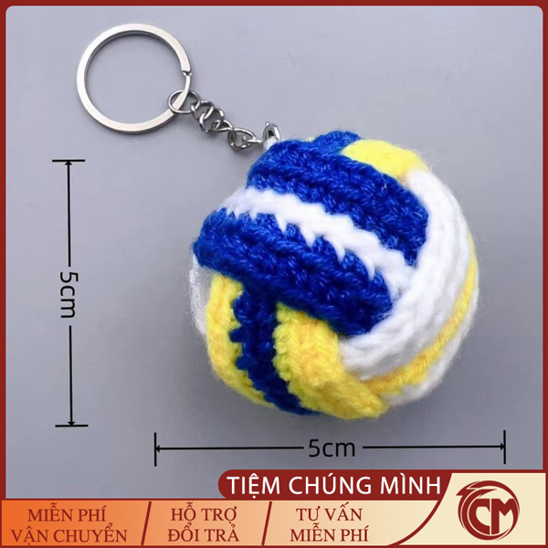 Móc khóa bóng chuyền đan len thủ công