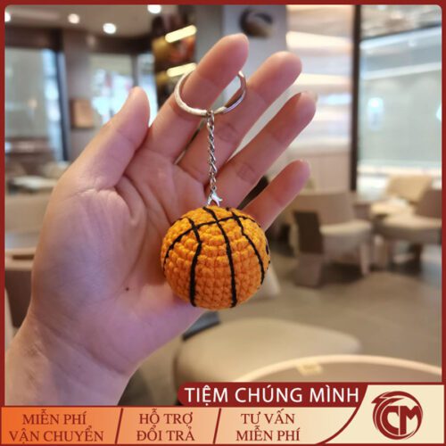 Móc khóa bóng rổ đan len handmade