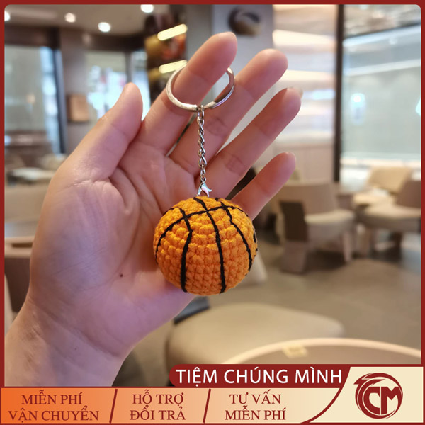 Móc khóa bóng rổ đan len handmade