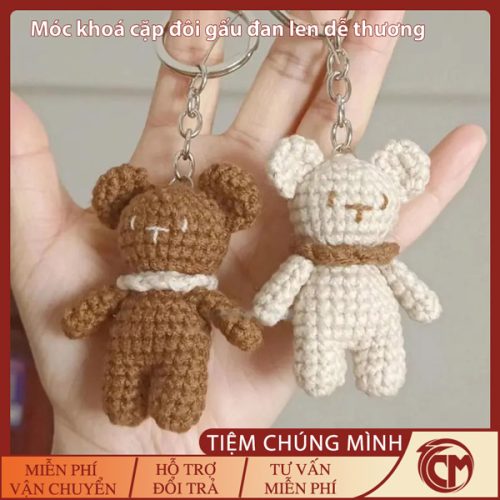 Móc khoá len cặp đôi gấu dễ thương