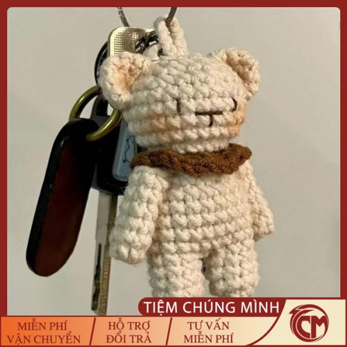 Móc khoá cặp đôi gấu đan len dễ thương