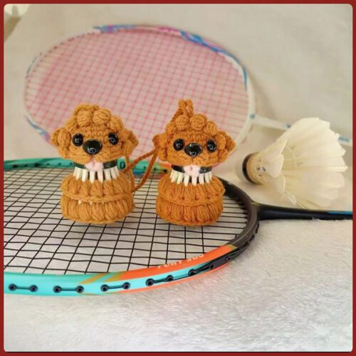 Móc khóa cầu lông hình chú chó Poodle đan len