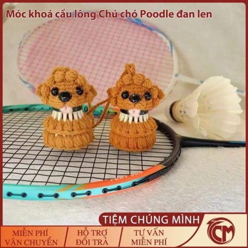 Móc khóa cầu lông hình chú chó Poodle đan len