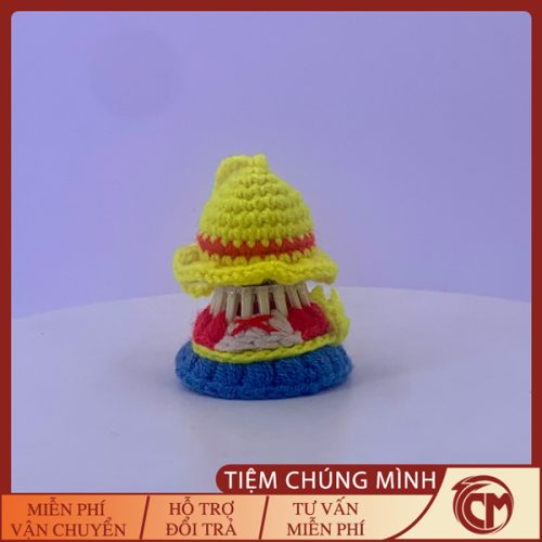 Móc khóa cầu lông One nhân vật Luffy bằng len
