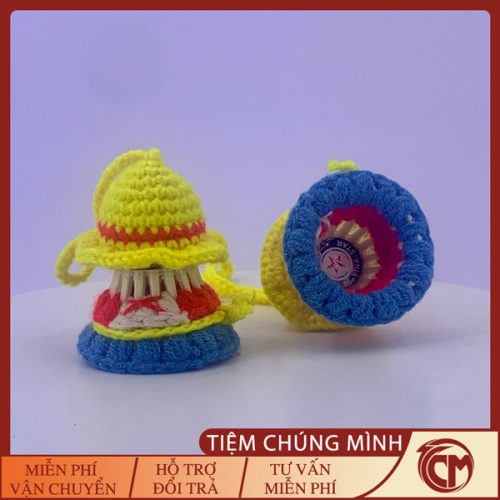 Móc khóa cầu lông One nhân vật Luffy bằng len