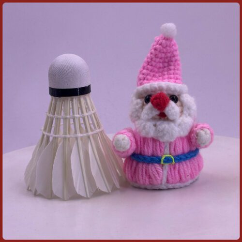 Móc khoá cầu lông ông già Noel đan len Handmade