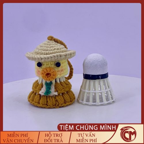 Móc khóa cầu lông vịt mỏ chu trang trí balo, túi xách.