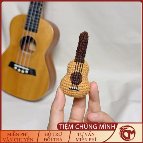 Móc khóa đàn Guitar bằng len Handmade