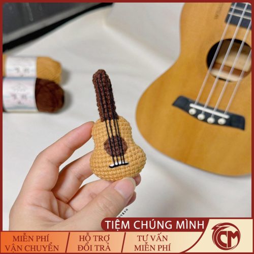 Móc khóa đàn Guitar bằng len Handmade