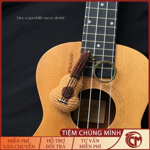 Móc khóa đàn Guitar bằng len Handmade