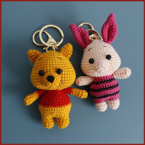 Móc khóa len Gấu Pooh và Heo Hồng