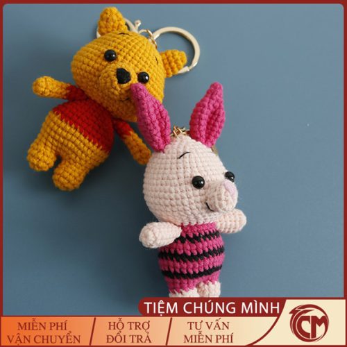 Móc khóa len Gấu Pooh và Heo Hồng