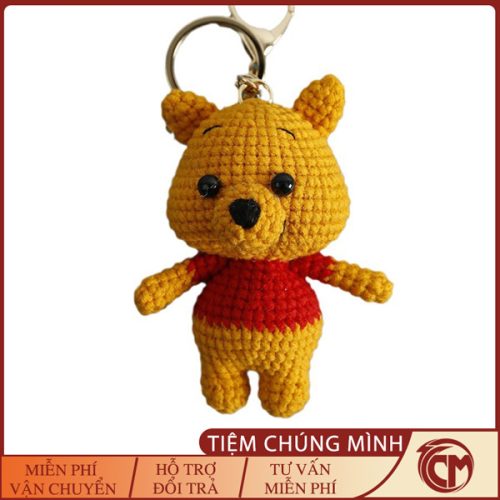 Móc khóa len Gấu Pooh và Heo Hồng