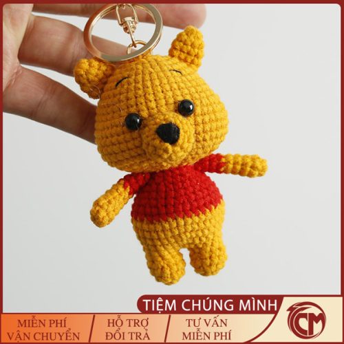 Móc khóa len Gấu Pooh và Heo Hồng